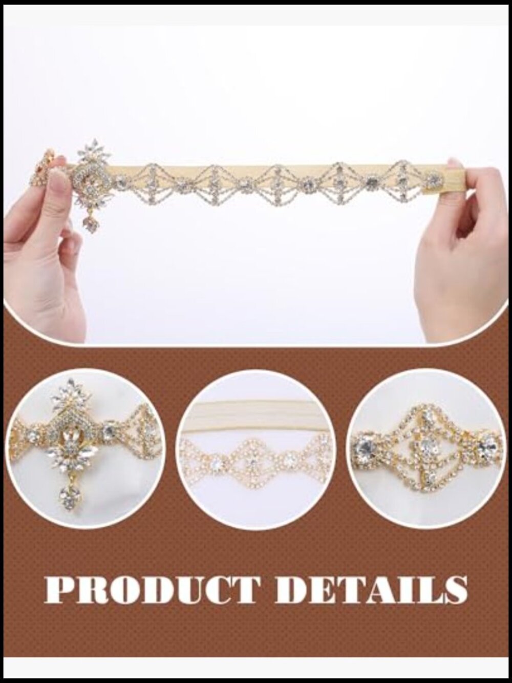 Vintage Gold Crystal Headband Art Deco Rhinestone Hair Jewelry - Picture 5 of 6